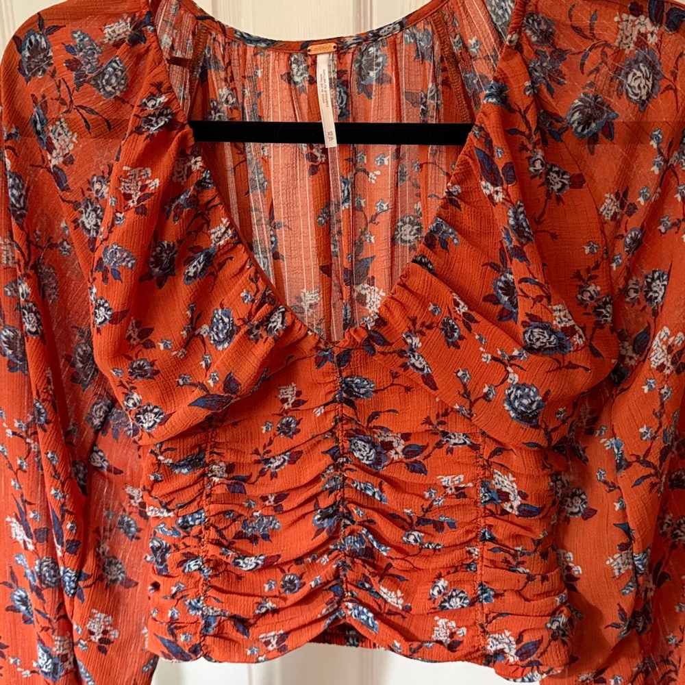 Free People V Neck Floral Blouse - Picture 7 of 10
